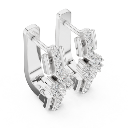 Designer Floral Diamond Hoop Earrings | Elegant Gold Hoops