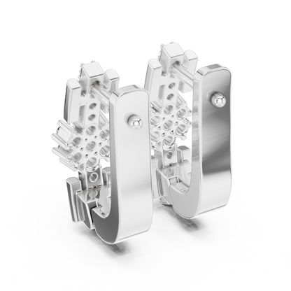 Designer Floral Diamond Hoop Earrings | Elegant Gold Hoops