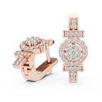 Luxury Floral Diamond Cluster Hoop Earrings.