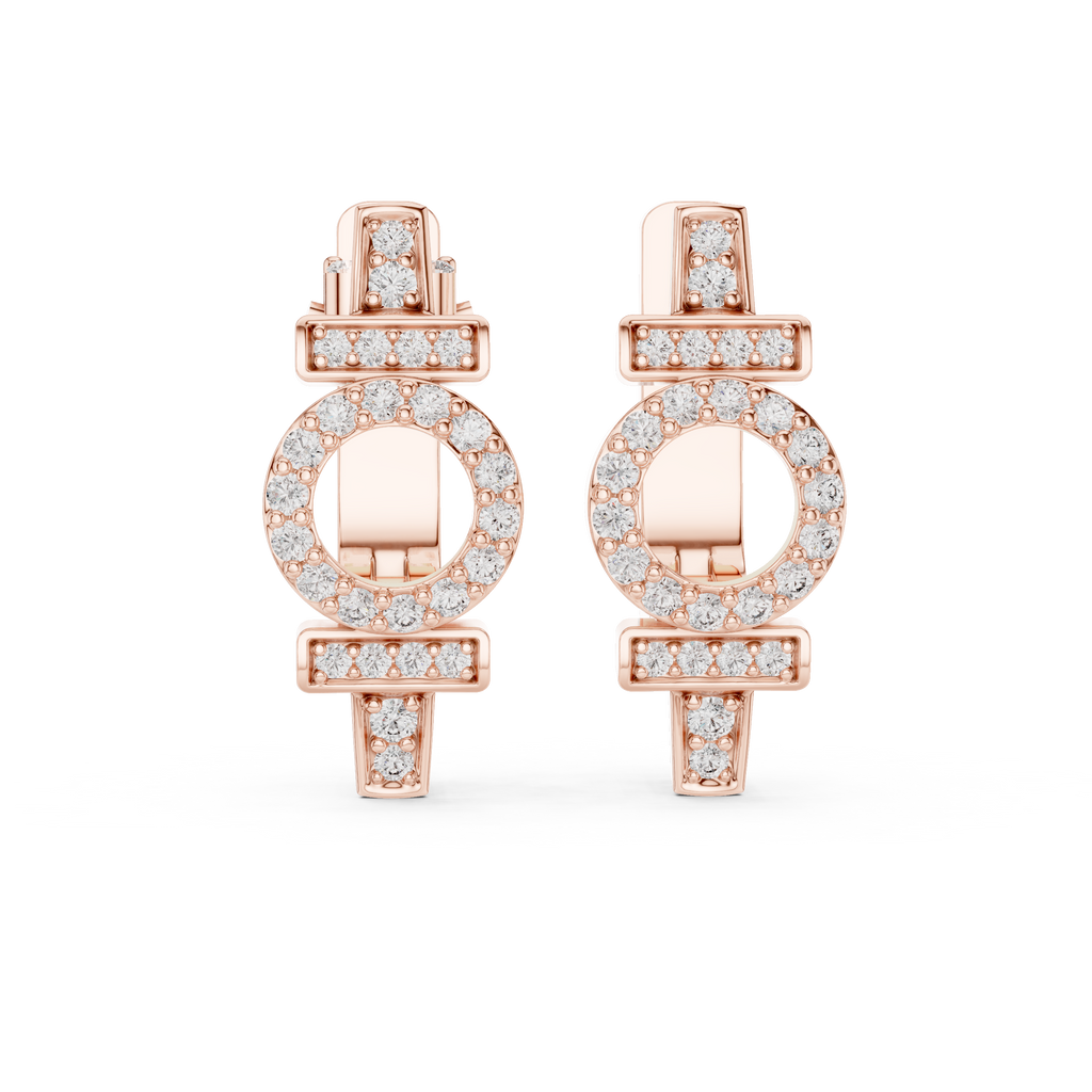Luxury Floral Diamond Cluster Hoop Earrings.