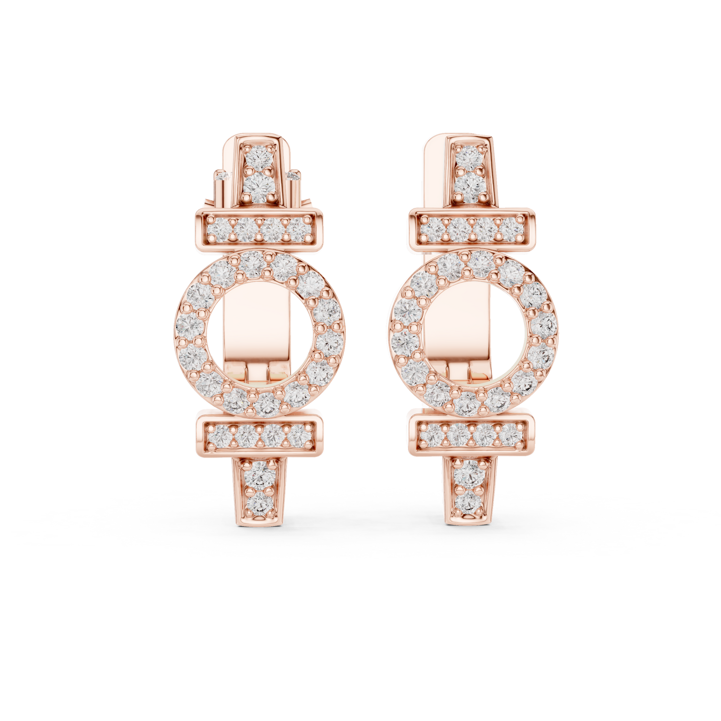 Luxury Floral Diamond Cluster Hoop Earrings.