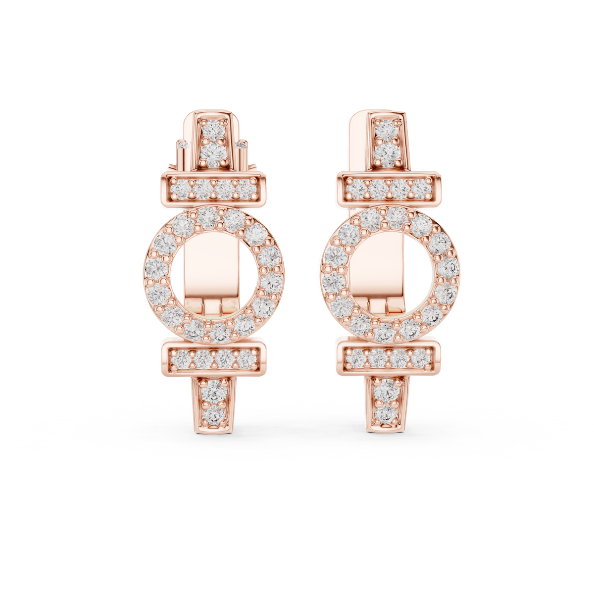 Luxury Floral Diamond Cluster Hoop Earrings.