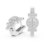 Luxury Floral Diamond Cluster Hoop Earrings.