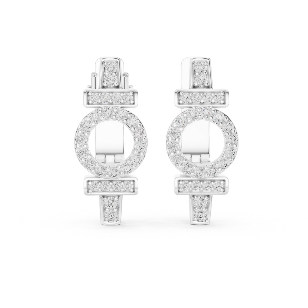 Luxury Floral Diamond Cluster Hoop Earrings.