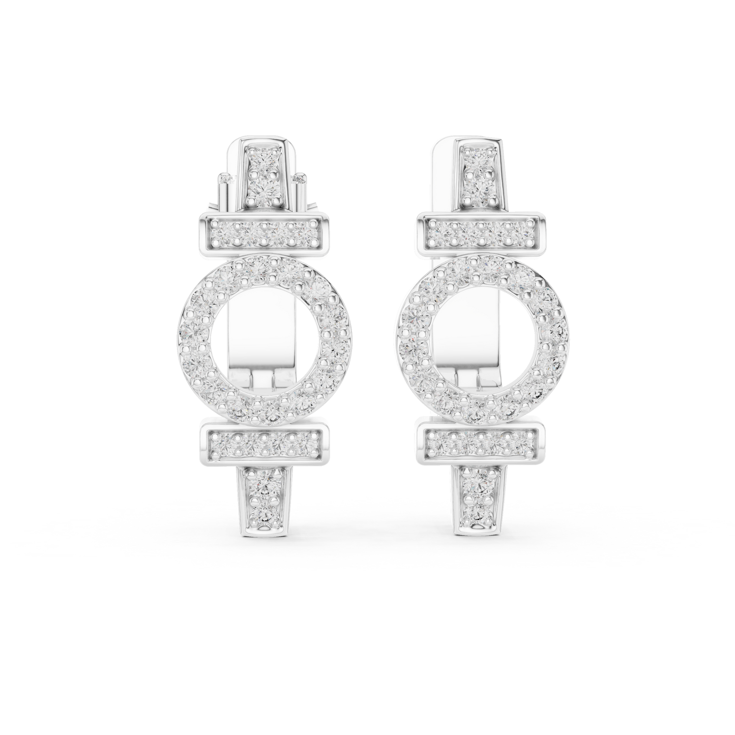 Luxury Floral Diamond Cluster Hoop Earrings.