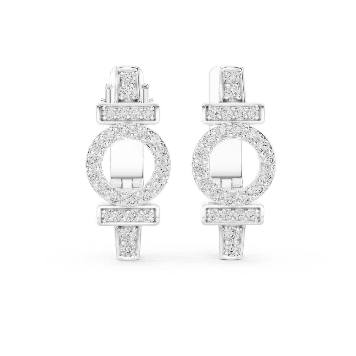 Luxury Floral Diamond Cluster Hoop Earrings.