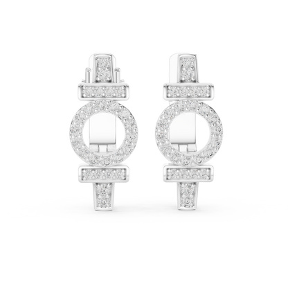 Luxury Floral Diamond Cluster Hoop Earrings.