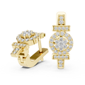 Luxury Floral Diamond Cluster Hoop Earrings.