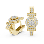 Luxury Floral Diamond Cluster Hoop Earrings.