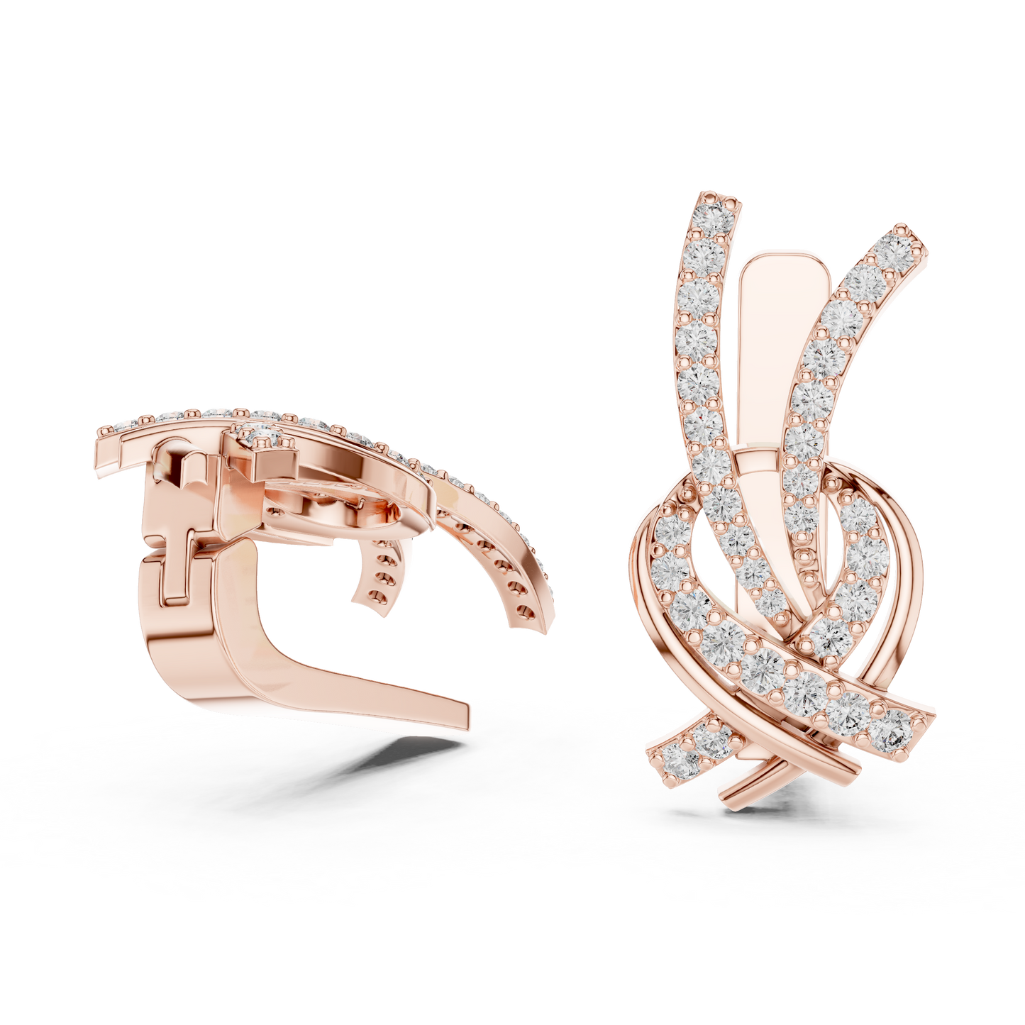 Modern Diamond Hoop Earrings | Floral Diamond Gold Hoops