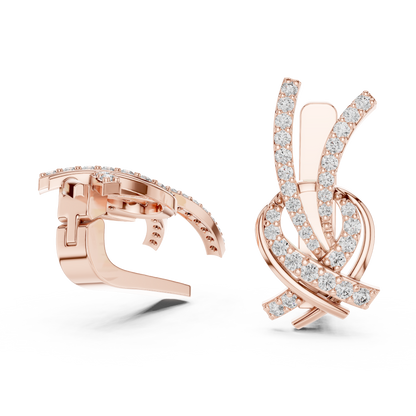 Modern Diamond Hoop Earrings | Floral Diamond Gold Hoops