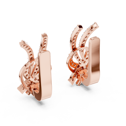 Modern Diamond Hoop Earrings | Floral Diamond Gold Hoops