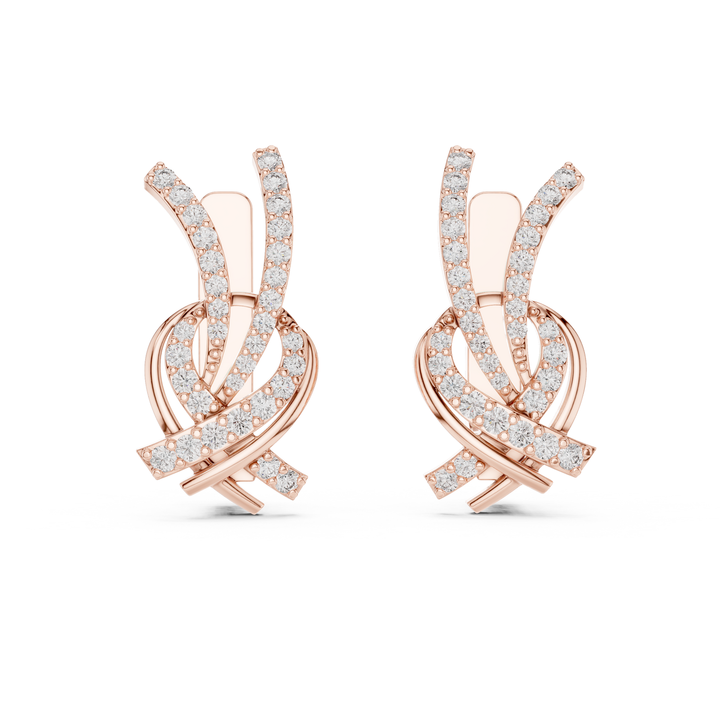 Modern Diamond Hoop Earrings | Floral Diamond Gold Hoops