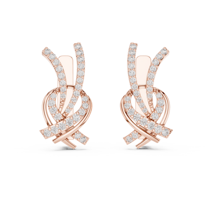Modern Diamond Hoop Earrings | Floral Diamond Gold Hoops