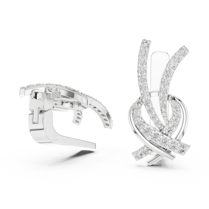 Modern Diamond Hoop Earrings | Floral Diamond Gold Hoops