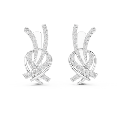 Modern Diamond Hoop Earrings | Floral Diamond Gold Hoops