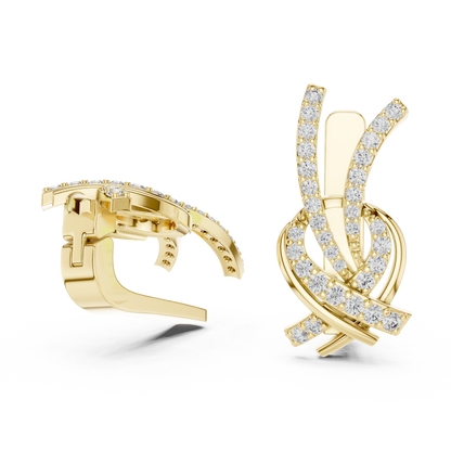 Modern Diamond Hoop Earrings | Floral Diamond Gold Hoops