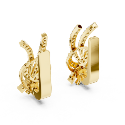 Modern Diamond Hoop Earrings | Floral Diamond Gold Hoops