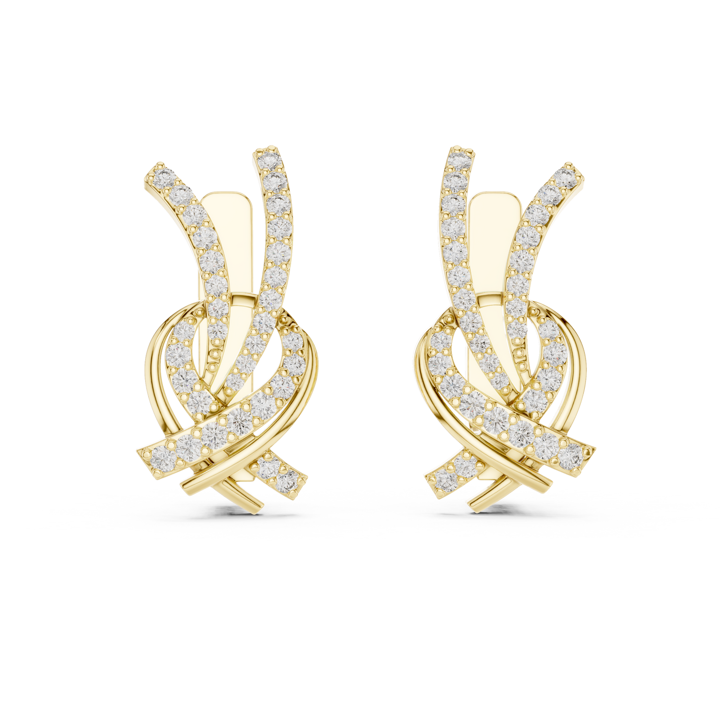 Modern Diamond Hoop Earrings | Floral Diamond Gold Hoops