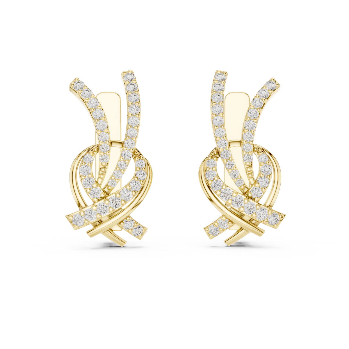 Modern Diamond Hoop Earrings | Floral Diamond Gold Hoops