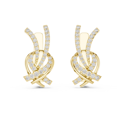 Modern Diamond Hoop Earrings | Floral Diamond Gold Hoops