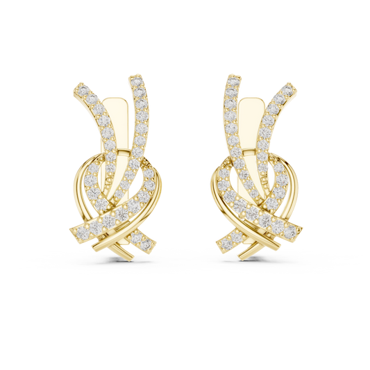 Modern Diamond Hoop Earrings | Floral Diamond Gold Hoops
