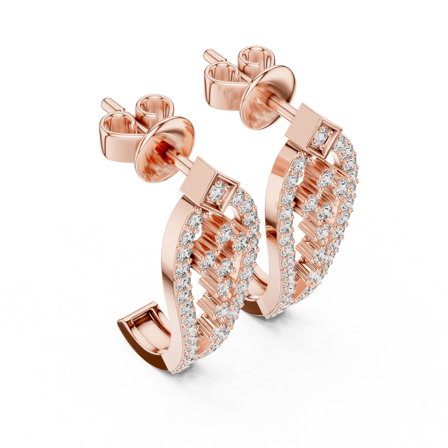 Luxury Diamond Hoop Earrings | Floral Diamond Gold Earrings