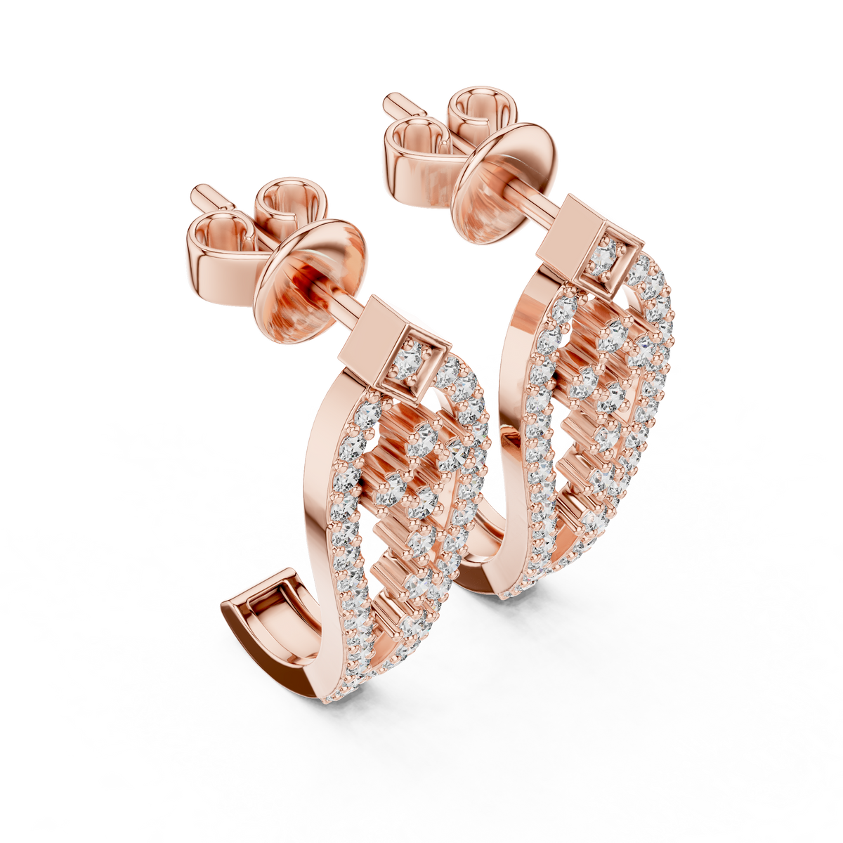 Luxury Diamond Hoop Earrings | Floral Diamond Gold Earrings