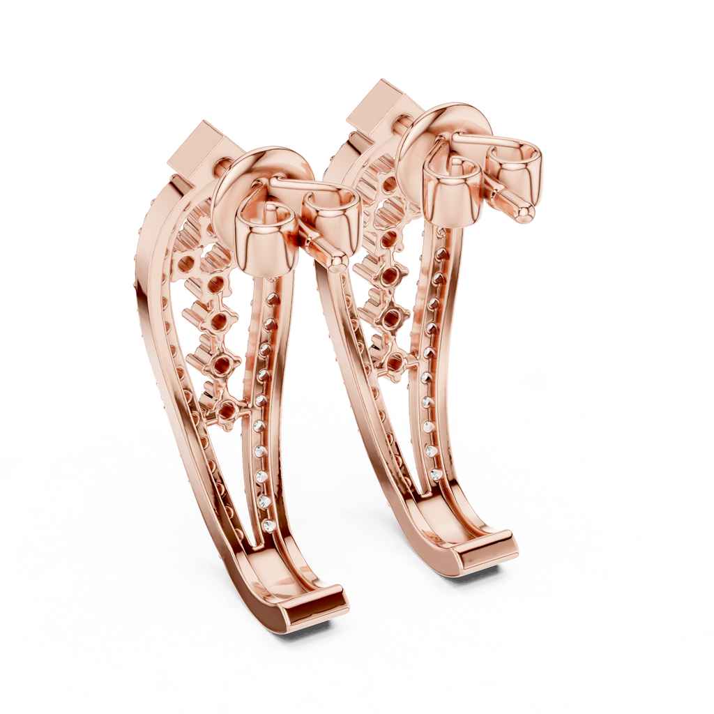 Luxury Diamond Hoop Earrings | Floral Diamond Gold Earrings