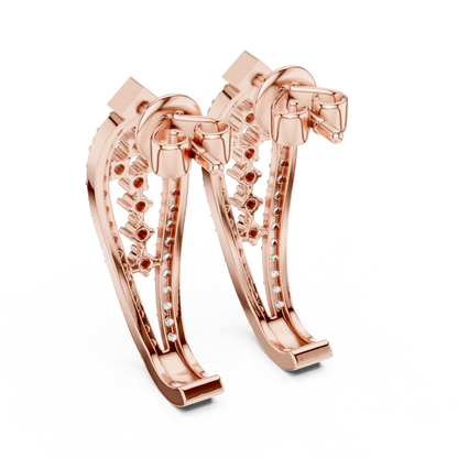 Luxury Diamond Hoop Earrings | Floral Diamond Gold Earrings