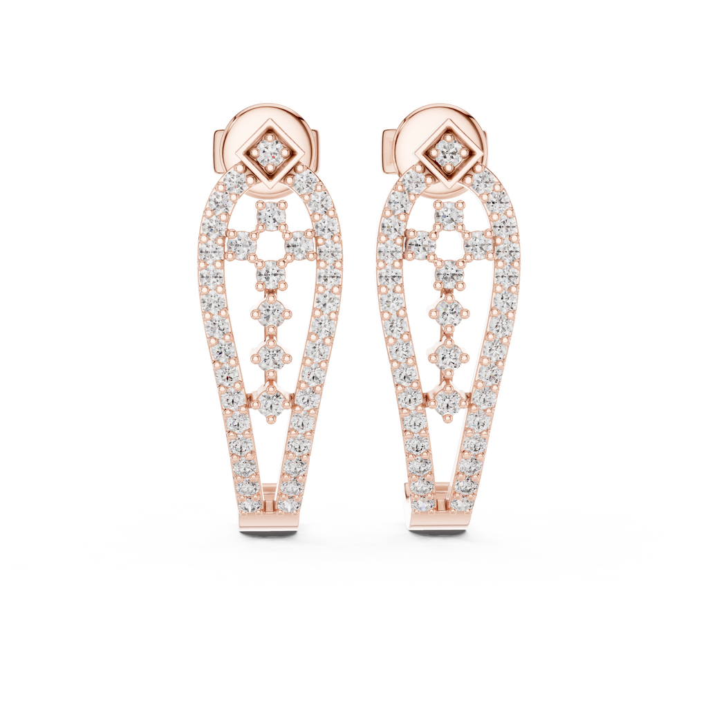 Luxury Diamond Hoop Earrings | Floral Diamond Gold Earrings