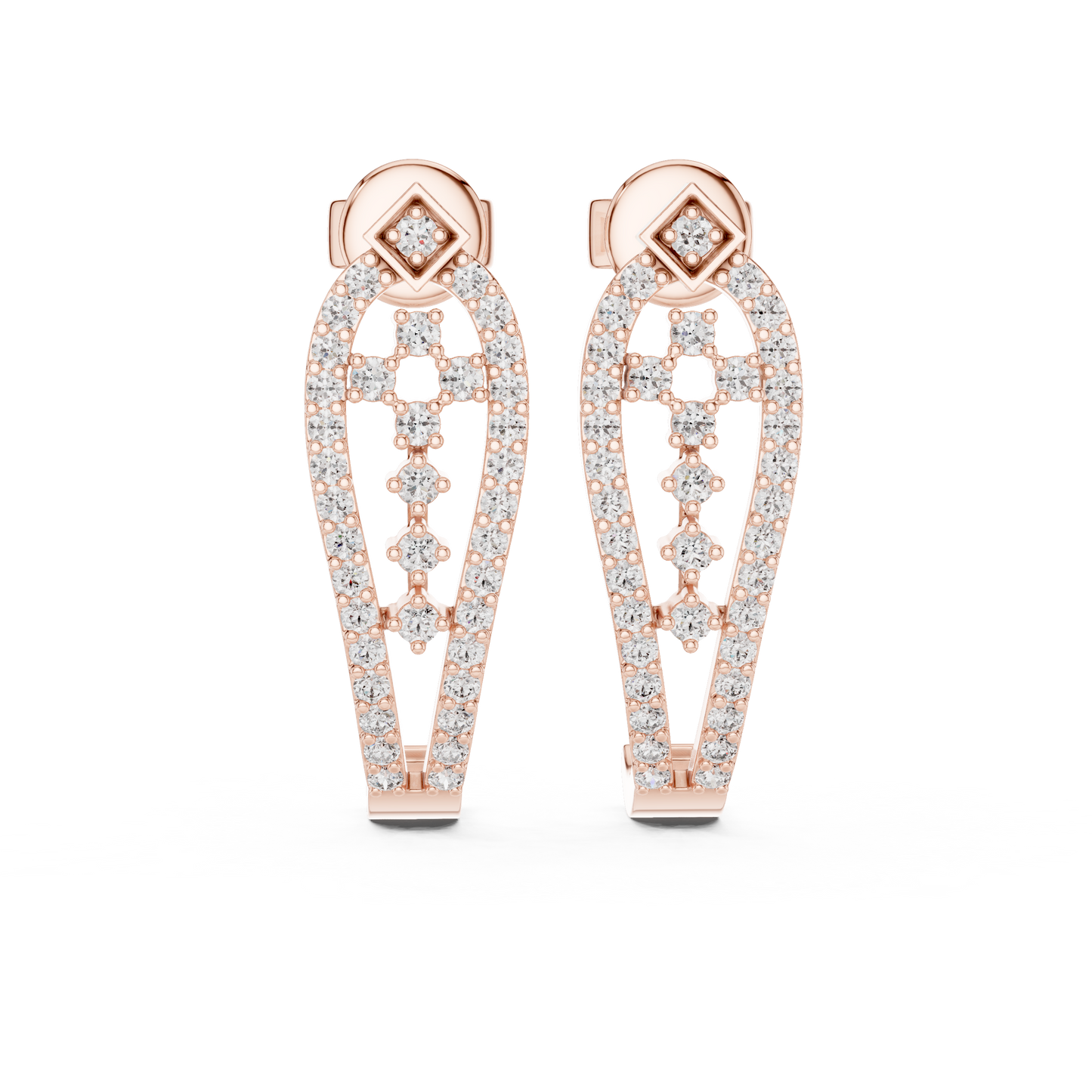 Luxury Diamond Hoop Earrings | Floral Diamond Gold Earrings