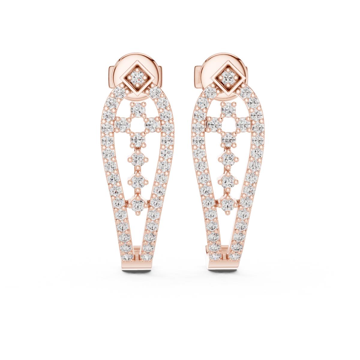 Luxury Diamond Hoop Earrings | Floral Diamond Gold Earrings