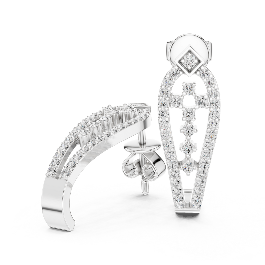 Luxury Diamond Hoop Earrings | Floral Diamond Gold Earrings