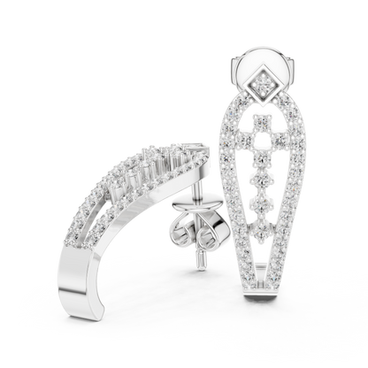 Luxury Diamond Hoop Earrings | Floral Diamond Gold Earrings