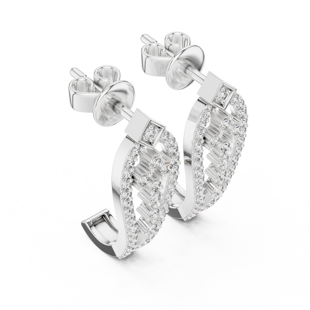 Luxury Diamond Hoop Earrings | Floral Diamond Gold Earrings