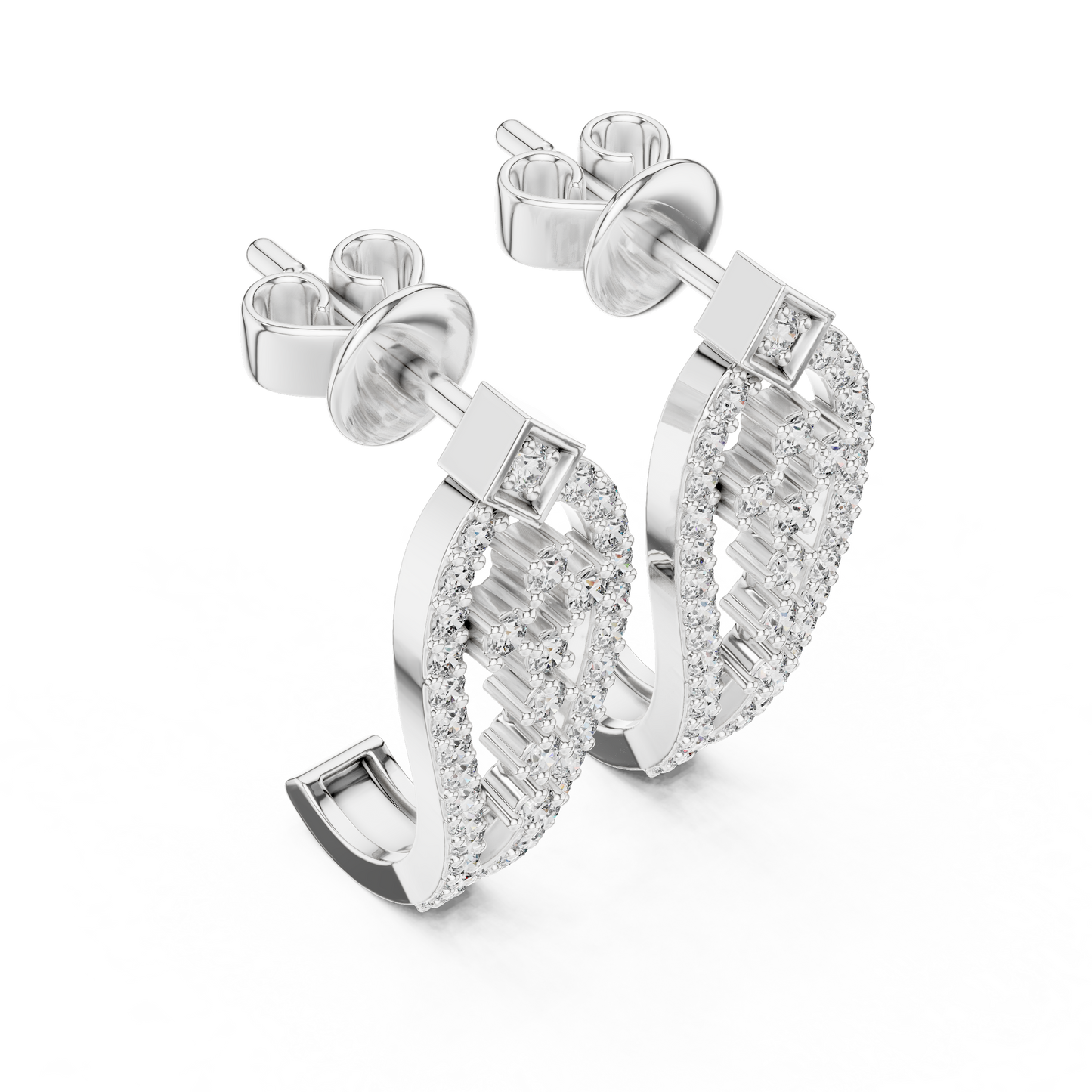 Luxury Diamond Hoop Earrings | Floral Diamond Gold Earrings