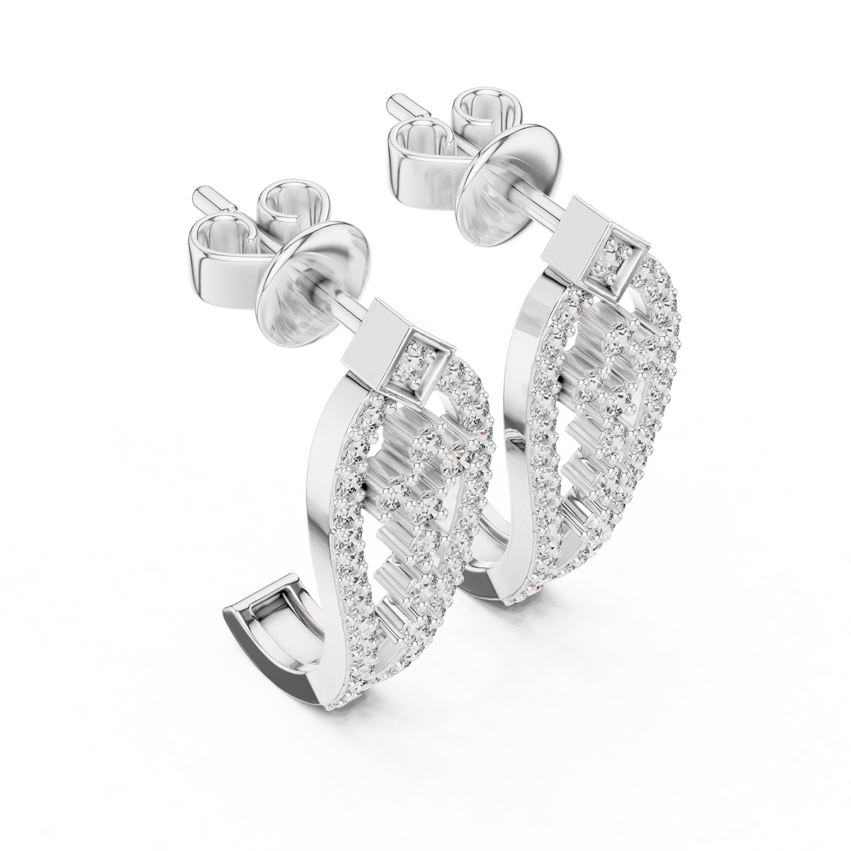 Luxury Diamond Hoop Earrings | Floral Diamond Gold Earrings