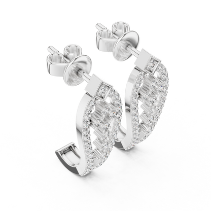 Luxury Diamond Hoop Earrings | Floral Diamond Gold Earrings