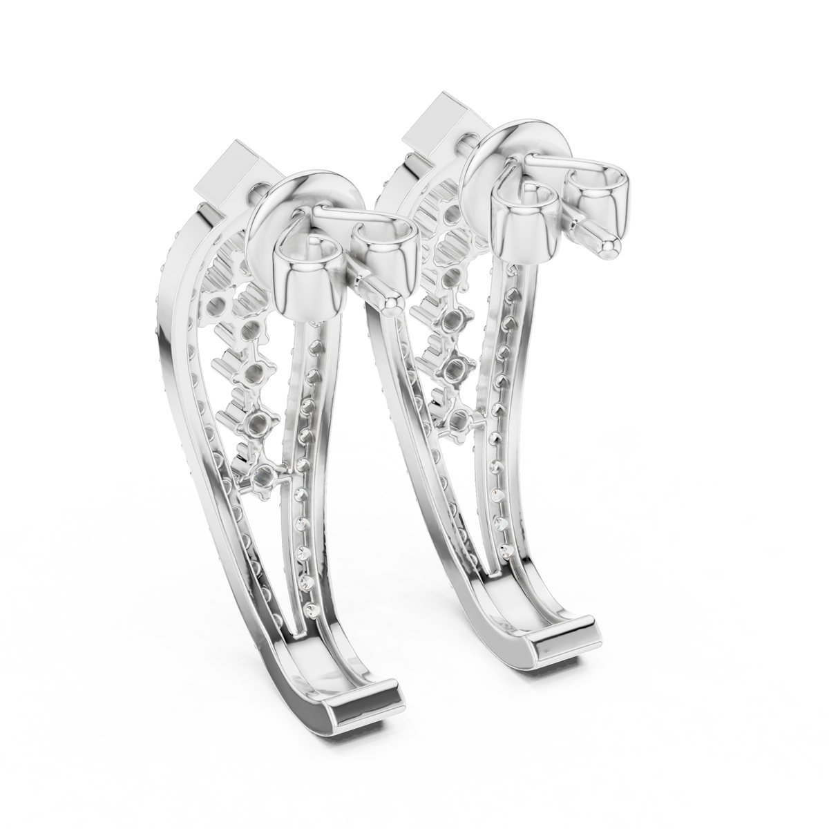 Luxury Diamond Hoop Earrings | Floral Diamond Gold Earrings