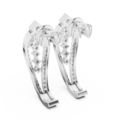 Luxury Diamond Hoop Earrings | Floral Diamond Gold Earrings
