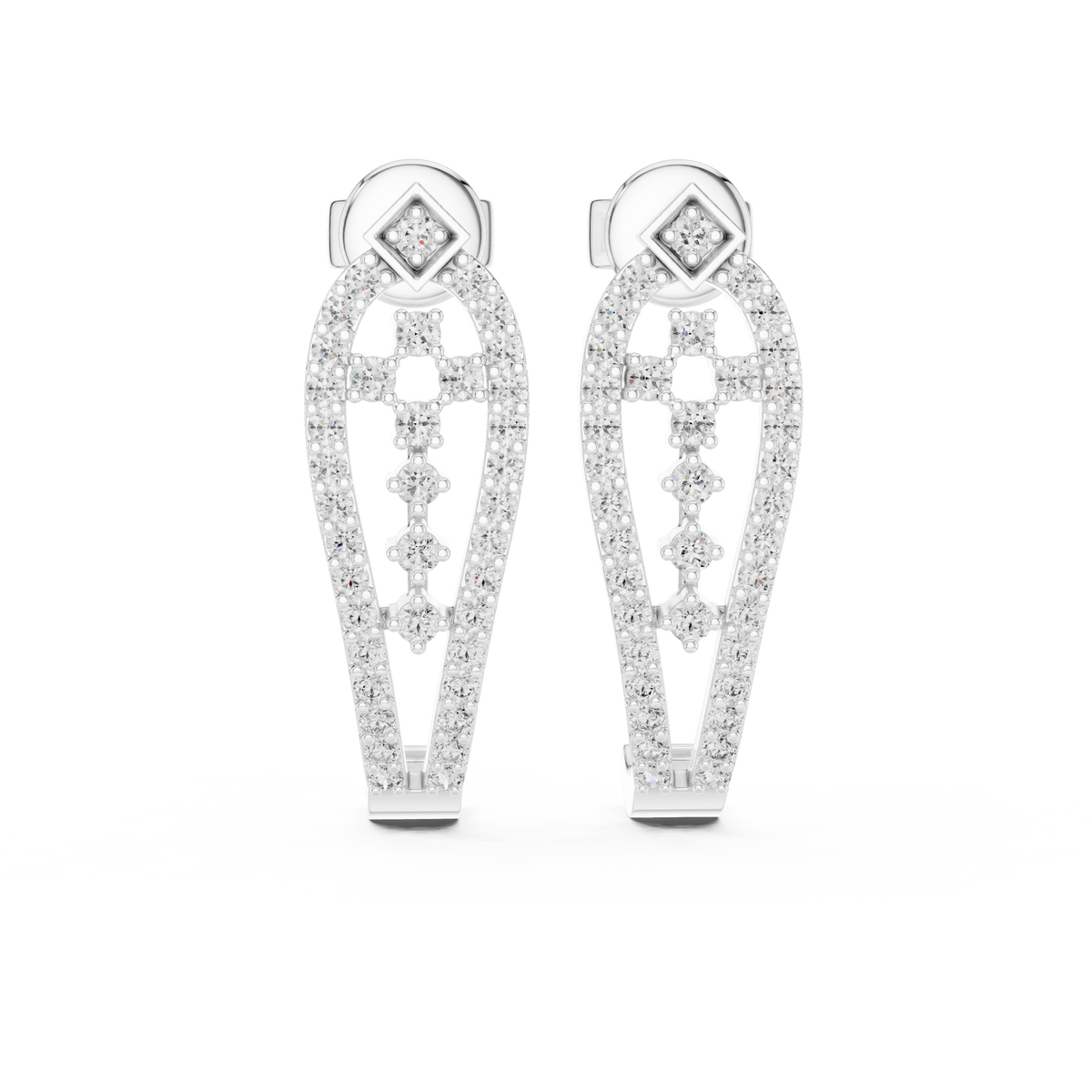 Luxury Diamond Hoop Earrings | Floral Diamond Gold Earrings