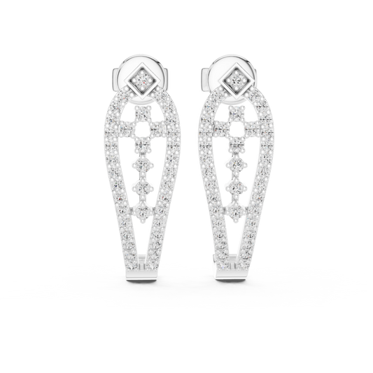 Luxury Diamond Hoop Earrings | Floral Diamond Gold Earrings
