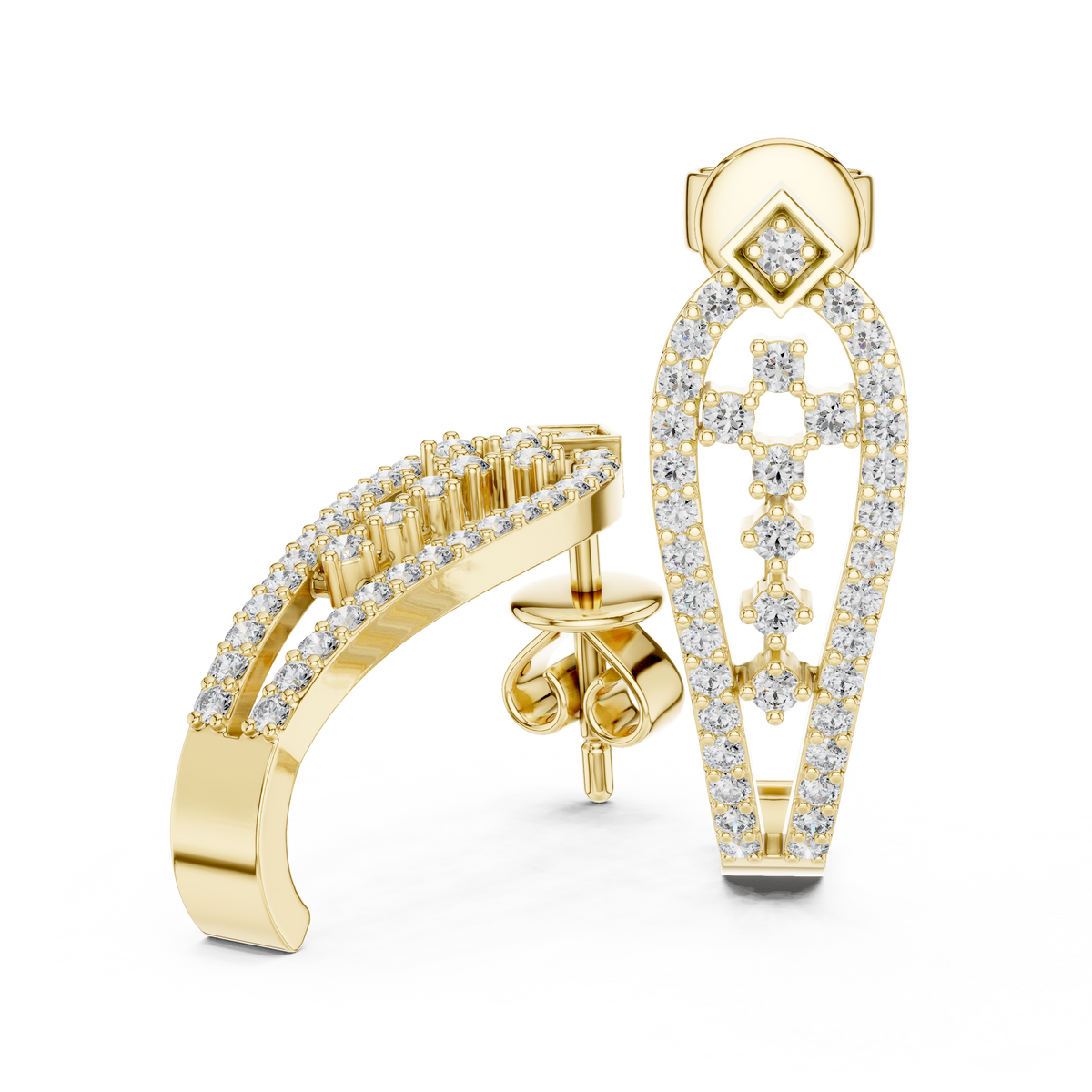 Luxury Diamond Hoop Earrings | Floral Diamond Gold Earrings