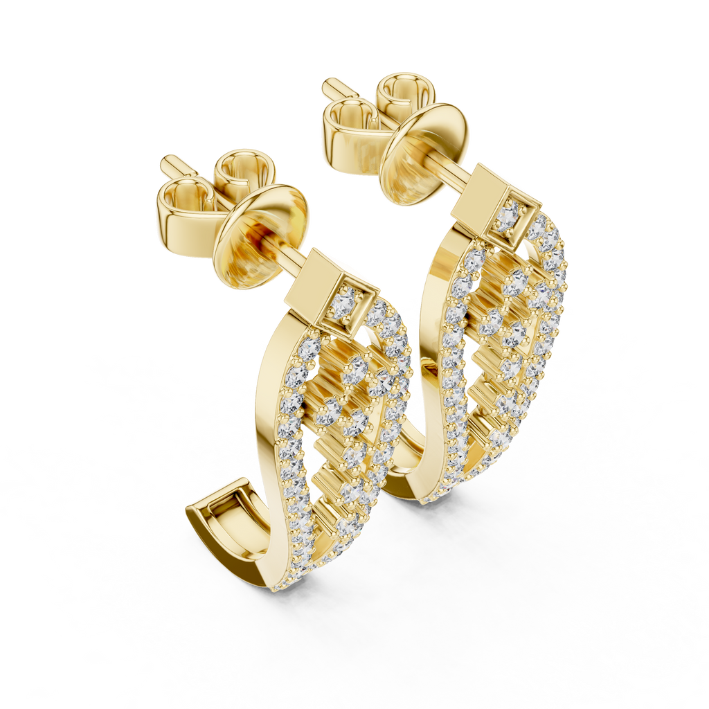 Luxury Diamond Hoop Earrings | Floral Diamond Gold Earrings