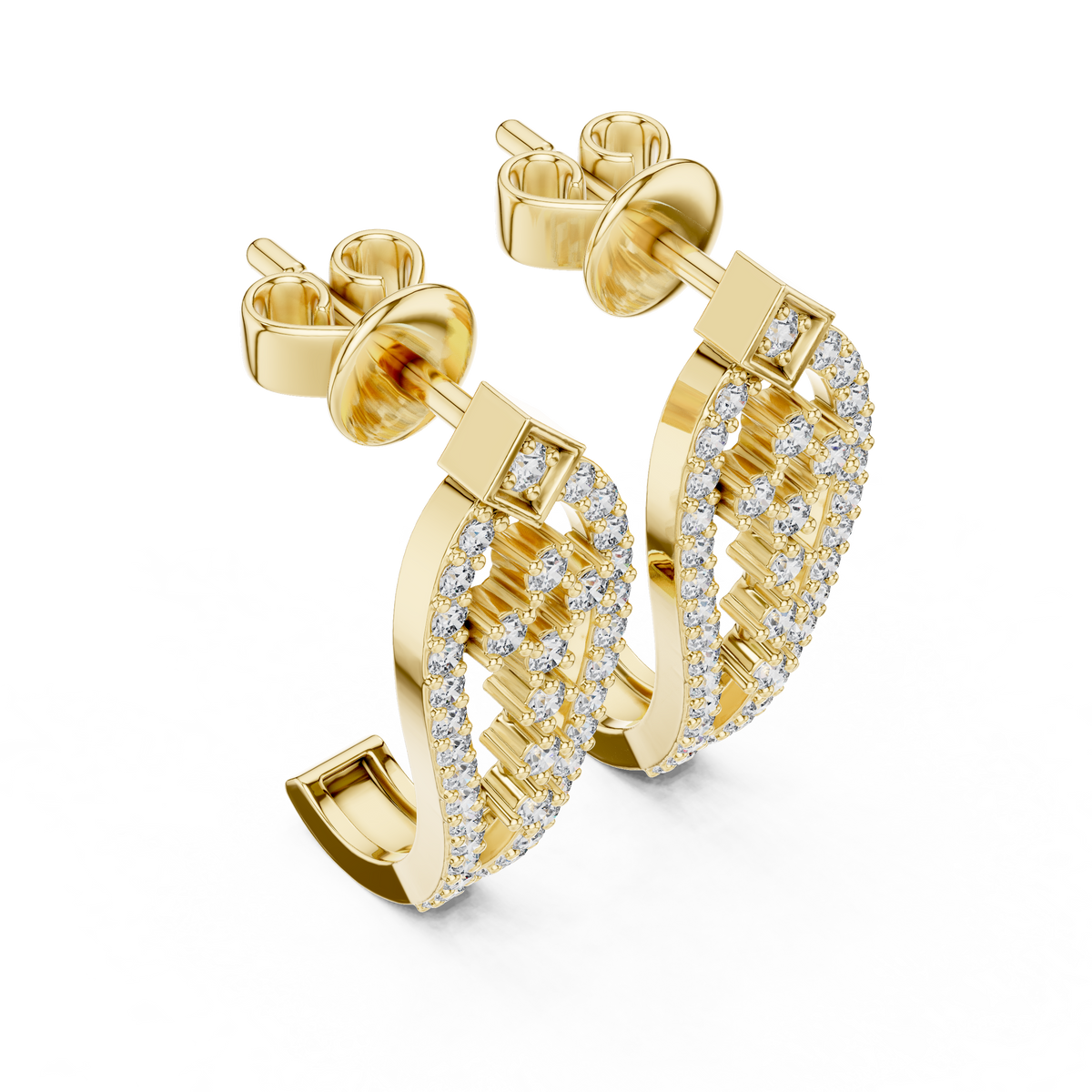 Luxury Diamond Hoop Earrings | Floral Diamond Gold Earrings