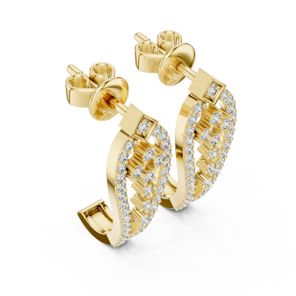 Luxury Diamond Hoop Earrings | Floral Diamond Gold Earrings