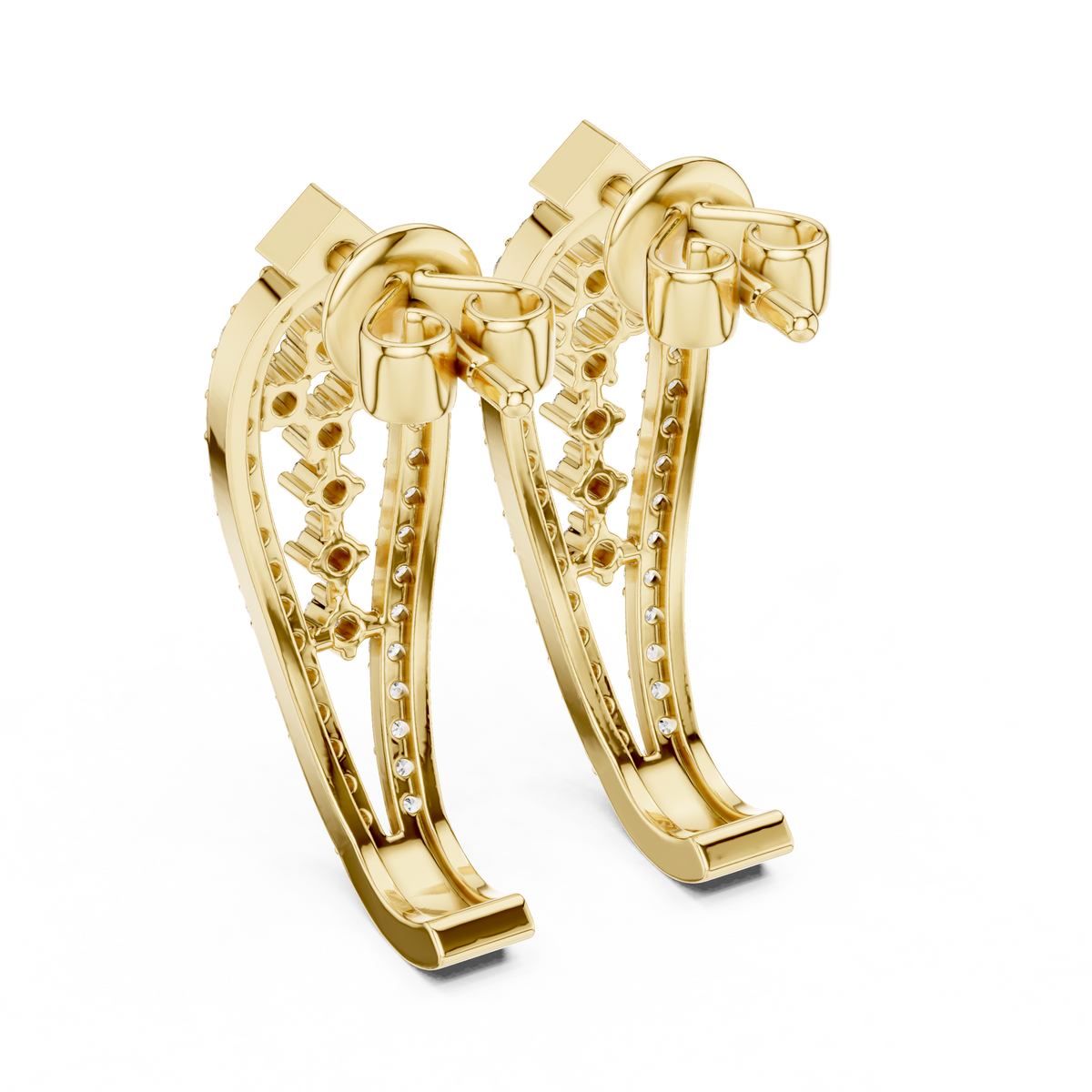 Luxury Diamond Hoop Earrings | Floral Diamond Gold Earrings