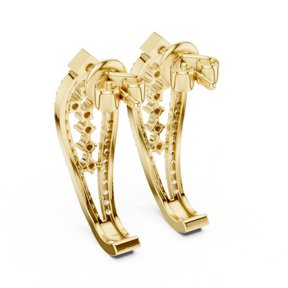 Luxury Diamond Hoop Earrings | Floral Diamond Gold Earrings