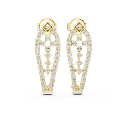 Luxury Diamond Hoop Earrings | Floral Diamond Gold Earrings